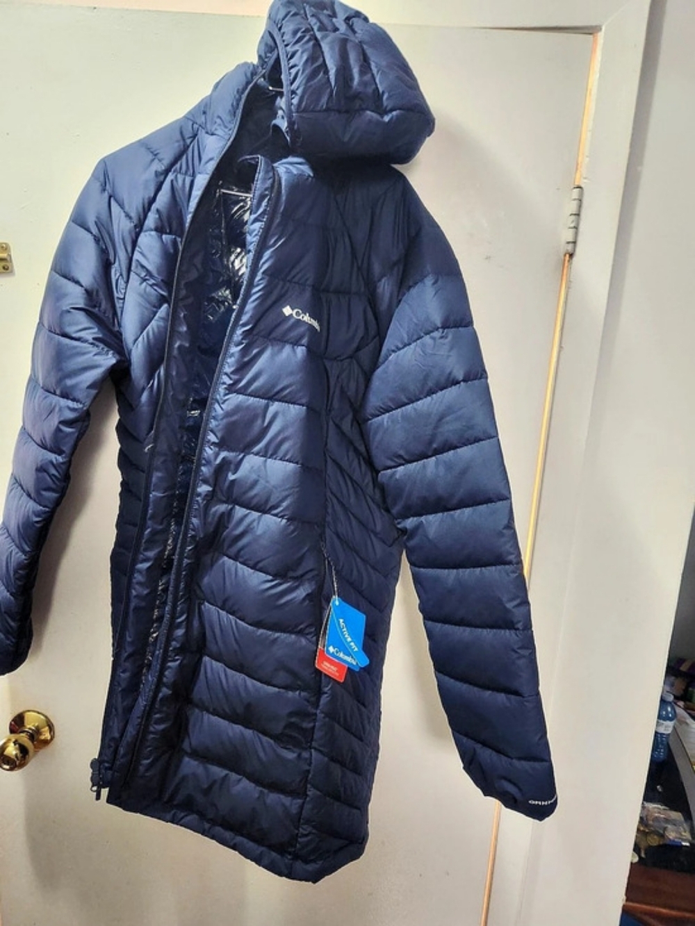 Columbia Powder Lite Hooded Jacket Puffer in Blue & Black S/M/L/XL $120